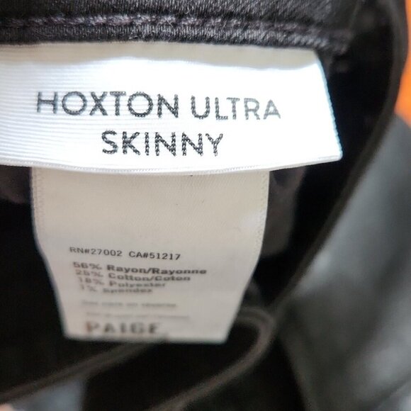 PAIGE | Hoxton Jeans Ultra Skinny Ankle Black Croc Luxe Coating Sz 29 - Picture 6 of 8